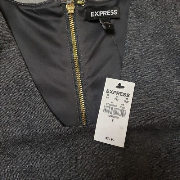 Express Grey Cold Shoulder Shift Dress with Cut Out Shoulders NWT NEW - Picture 7 of 12
